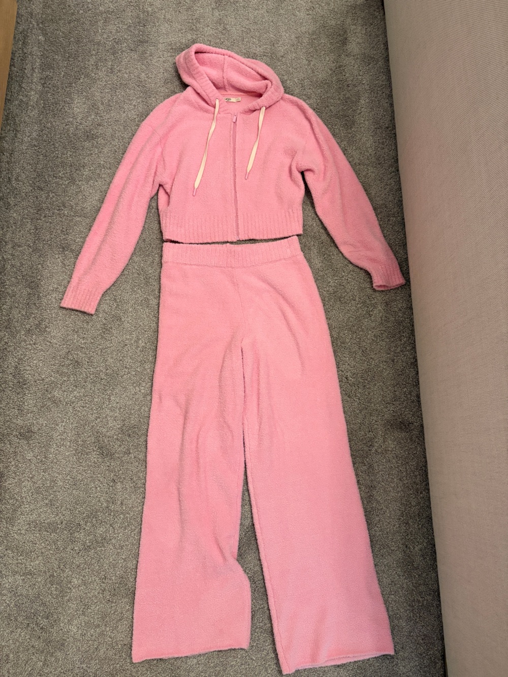 UGG Terri Matching Set Cropped Zip Hoodie + Wide-Leg Pants Pink M NWOT
